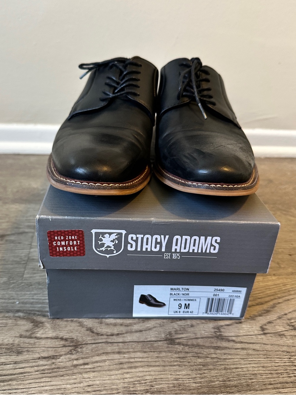 Stacy Adams Black Leather Derby Shoes with Contrast welt